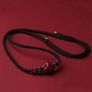 Buddha Gift Cinnabar Chinese Zodiac Black String Blessing Necklace Pendants