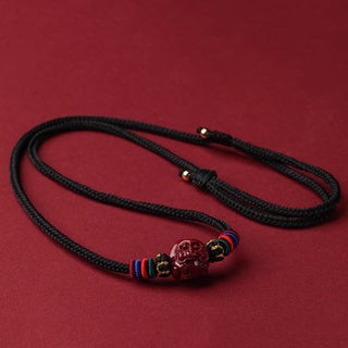 Buddha Gift Cinnabar Chinese Zodiac Black String Blessing Necklace Pendants