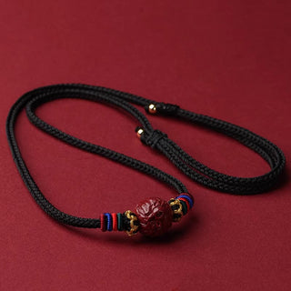 Buddha Gift Cinnabar Chinese Zodiac Black String Blessing Necklace Pendants