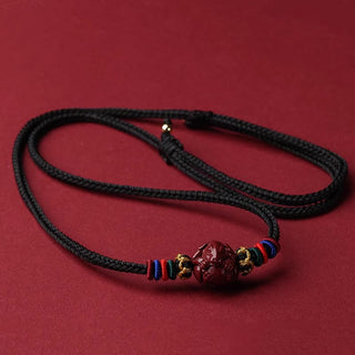 Buddha Gift Cinnabar Chinese Zodiac Black String Blessing Necklace Pendants