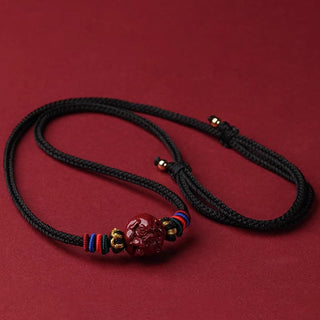 Buddha Gift Cinnabar Chinese Zodiac Black String Blessing Necklace Pendants