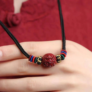 Buddha Gift Cinnabar Chinese Zodiac Black String Blessing Necklace Pendants