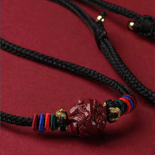 Buddha Gift Cinnabar Chinese Zodiac Black String Blessing Necklace Pendants