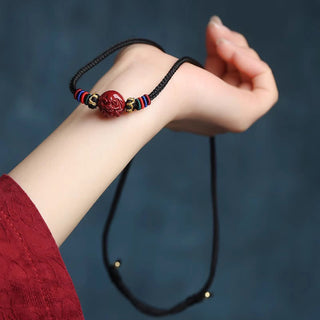 Buddha Gift Cinnabar Chinese Zodiac Black String Blessing Necklace Pendants