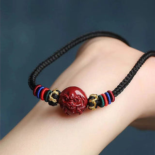 Buddha Gift Cinnabar Chinese Zodiac Black String Blessing Necklace Pendants
