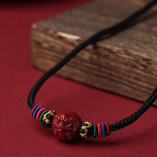 Buddha Gift Cinnabar Chinese Zodiac Black String Blessing Necklace Pendants