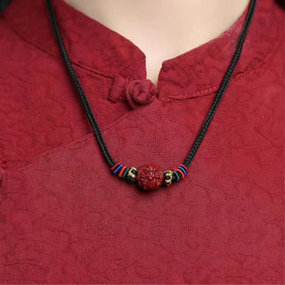Buddha Gift Cinnabar Chinese Zodiac Black String Blessing Necklace Pendants