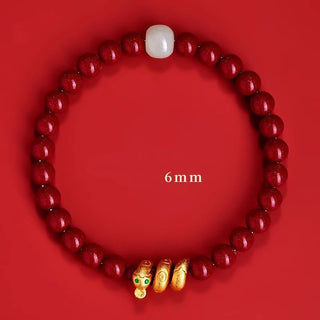 Buddha Gift Cinnabar Bead Hetian Jade Year Of The Snake Blessing Bracelet