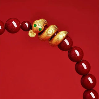 Buddha Gift Cinnabar Bead Hetian Jade Year Of The Snake Blessing Bracelet