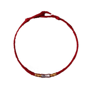 Buddha Gift Handmade 925 Sterling Silver Bamboo Design Red String Luck Braided Bracelet
