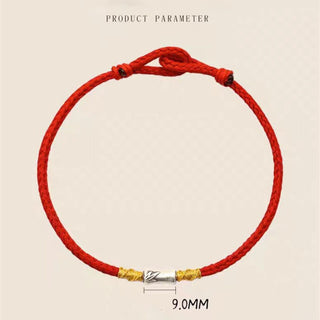 Buddha Gift Handmade 925 Sterling Silver Bamboo Design Red String Luck Braided Bracelet