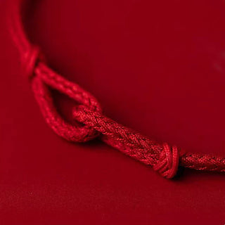 Buddha Gift Handmade 925 Sterling Silver Bamboo Design Red String Luck Braided Bracelet