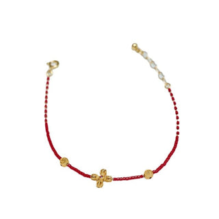 Buddha Gift 24k Gold Plated 925 Sterling Silver Liuli Glass Bead PiXiu Four Leaf Clover Joy And Happiness Wealth Bracelet