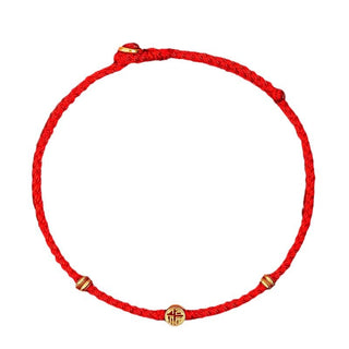 Buddha Gift Handmade Braided Red String 925 Sterling Silver Fu Character Luck Bracelet