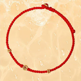 Buddha Gift Handmade Braided Red String 925 Sterling Silver Fu Character Luck Bracelet