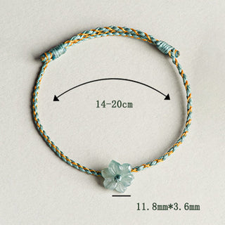 Buddha Gift Handmade Green String Jade Orchid Braided Prosperity Bracelet