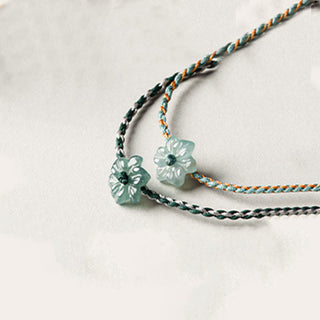 Buddha Gift Handmade Green String Jade Orchid Braided Prosperity Bracelet