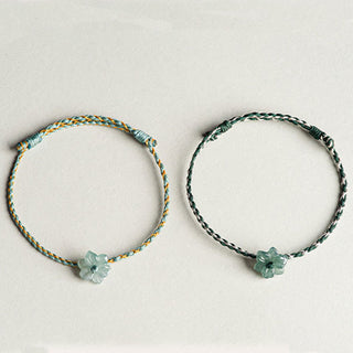 Buddha Gift Handmade Green String Jade Orchid Braided Prosperity Bracelet