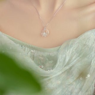 Buddha Gift Chalcedony Peace Buckle 999 Sterling Silver Lotus Positive Necklace Pendant