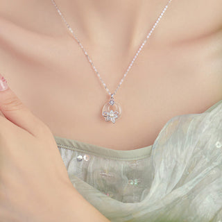 Buddha Gift Chalcedony Peace Buckle 999 Sterling Silver Lotus Positive Necklace Pendant