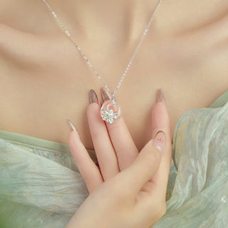 Buddha Gift Chalcedony Peace Buckle 999 Sterling Silver Lotus Positive Necklace Pendant