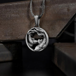 Buddha Gift Pure Tin Pisces Double Koi Fish Wealth Necklace Pendant