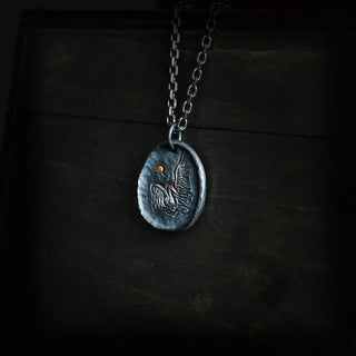 Buddha Gift 999 Sterling Silver 24k Gold Crane Auspicious Clouds Balance Necklace Pendant