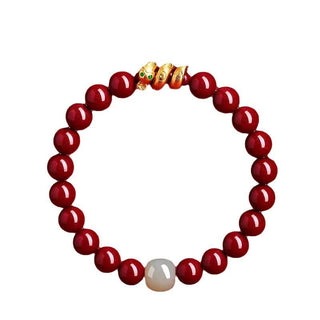 Buddha Gift Cinnabar Bead Hetian Jade Year Of The Snake Blessing Bracelet