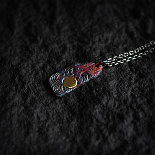 Buddha Gift 999 Sterling Silver 24k Gold Waves Sun Balance Necklace Pendant