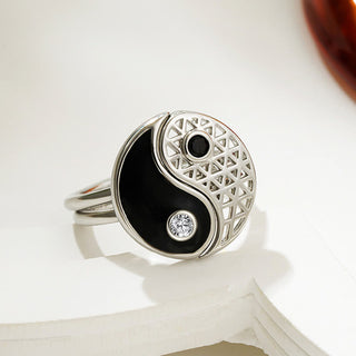 Buddha Gift Yin Yang Titanium Steel Cuff Balance Couple Ring
