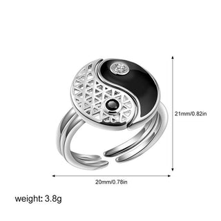Buddha Gift Yin Yang Titanium Steel Cuff Balance Couple Ring