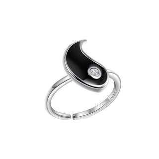 Buddha Gift Yin Yang Titanium Steel Cuff Balance Couple Ring