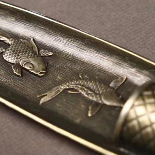 Buddha Gift Fisherman Boat Koi Fish Zinc Alloy Incense Stick Holder Healing Incense Burner Decoration