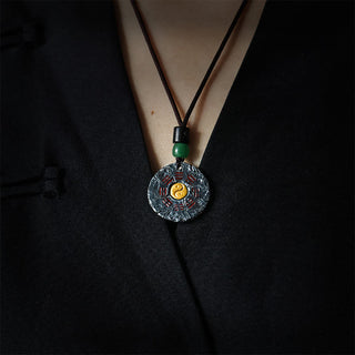 Buddha Gift 999 Sterling Silver 24k Gold Bagua Tai Chi Yin Yang Design Mountain Ghosts Spend Money Harmony Necklace Pendant