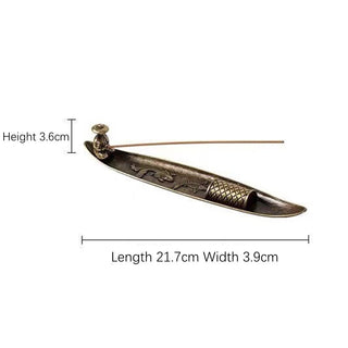 Buddha Gift Fisherman Boat Koi Fish Zinc Alloy Incense Stick Holder Healing Incense Burner Decoration