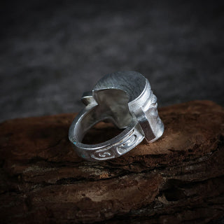 Buddha Gift 999 Sterling Silver Hand Casting Sanxingdui Mask Protection Ring