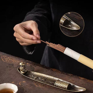 Buddha Gift Fisherman Boat Koi Fish Zinc Alloy Incense Stick Holder Healing Incense Burner Decoration