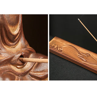 Buddha Gift Fisherman Fishing Boat Bamboo Buddha Hand Lotus Spiritual Healing Ceramic Stick Incense Burner Decoration