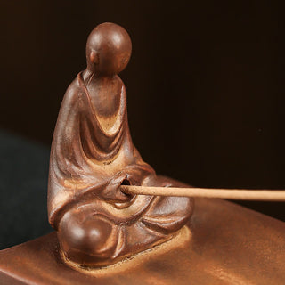 Buddha Gift Fisherman Fishing Boat Bamboo Buddha Hand Lotus Spiritual Healing Ceramic Stick Incense Burner Decoration