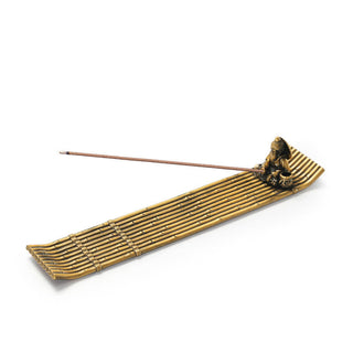 Buddha Gift Fisherman Bamboo Fishing Boat Alloy Incense Stick Holder Healing Incense Burner Decoration