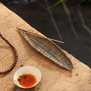 Buddha Gift Alloy Oriental Leaf Healing Incense Burner Decoration