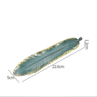 Buddha Gift Green Feather Gold Edge Healing Ceramic Incense Burner Decoration