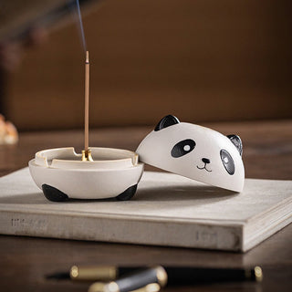 Buddha Gift Cute Panda Healing Ceramic Incense Burner Desk Decoration