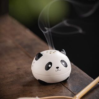 Buddha Gift Cute Panda Healing Ceramic Incense Burner Desk Decoration