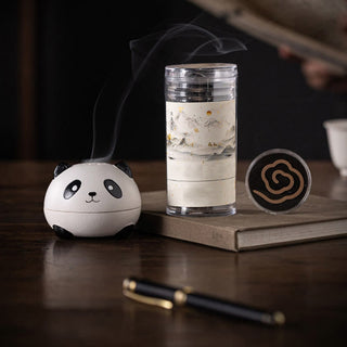 Buddha Gift Cute Panda Healing Ceramic Incense Burner Desk Decoration