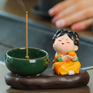 Buddha Gift Tang Dynasty Lady Food Healing Ceramic Incense Burner Desk Decoration