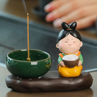 Buddha Gift Tang Dynasty Lady Food Healing Ceramic Incense Burner Desk Decoration