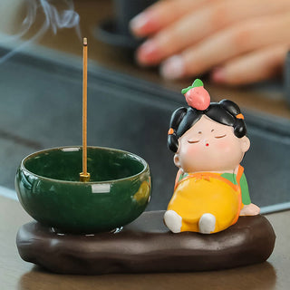 Buddha Gift Tang Dynasty Lady Food Healing Ceramic Incense Burner Desk Decoration