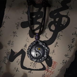 Buddha Gift 999 Sterling Silver Tai Chi Yin Yang Design Harmony Necklace Pendant