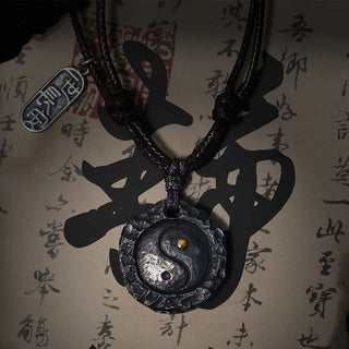 Buddha Gift 999 Sterling Silver Tai Chi Yin Yang Design Harmony Necklace Pendant